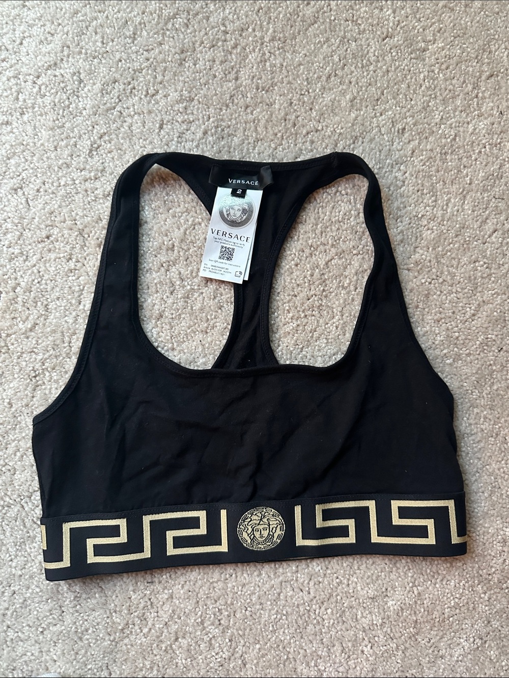 Versace Black and Gold Medusa Racerback Bralette
